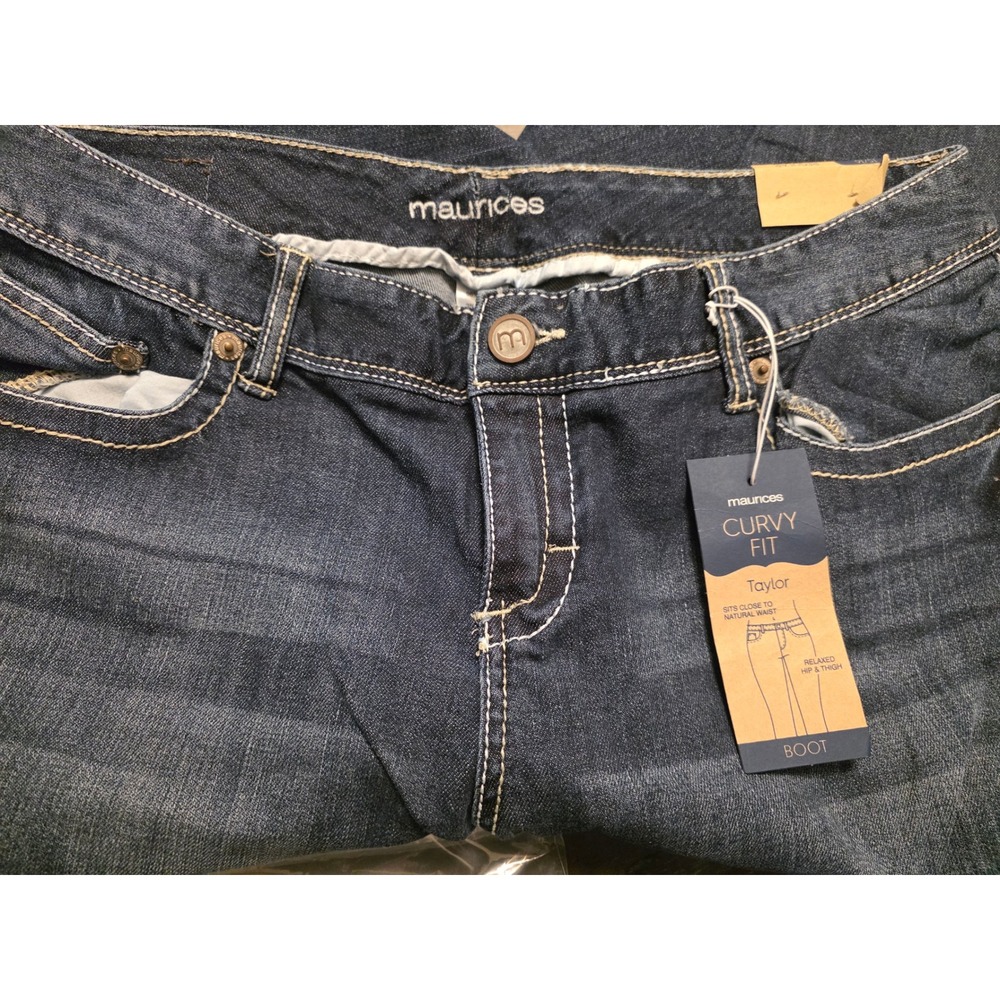 Maurices Taylor Curvy Fit Bootcut Jeans Dark Wash Embroidered Size 15/16 Regular